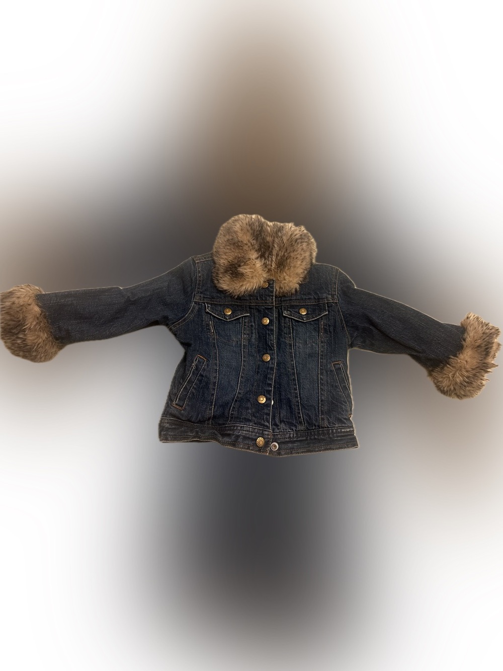 3T Girl's The Children's Place Denim Blue Jean Jacket W/ Faux Fur